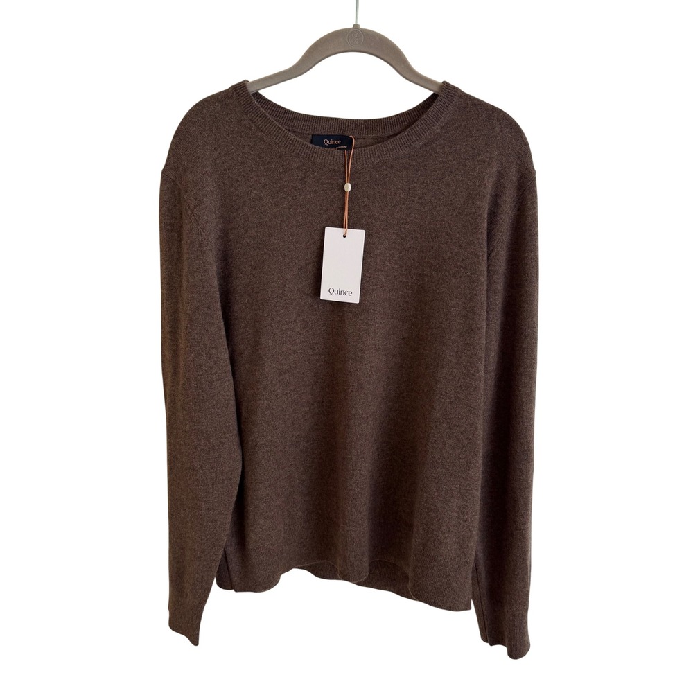 NWT Quince 100% Mongolian Cashmere Crewneck Sweater Brown Size XL Fall Cozy